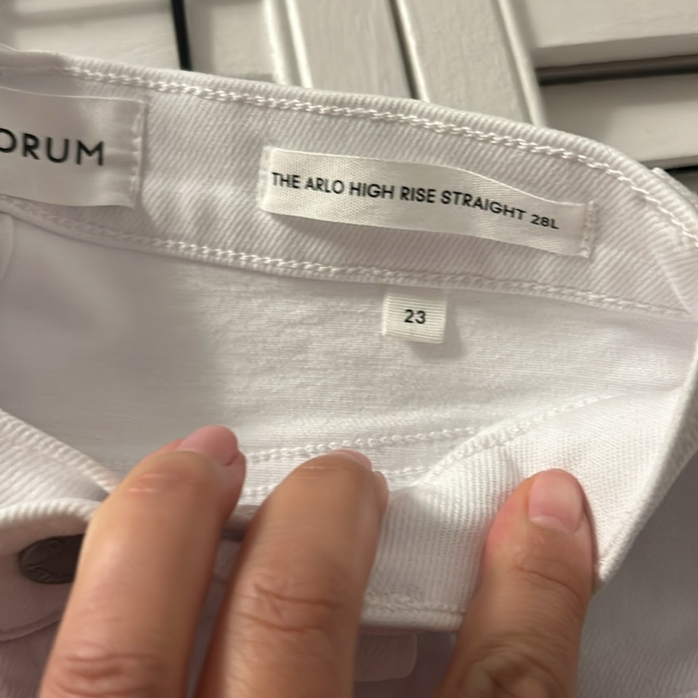 Denim Forum White Straight Leg High-Waisted Jeans - Picture 8 of 10
